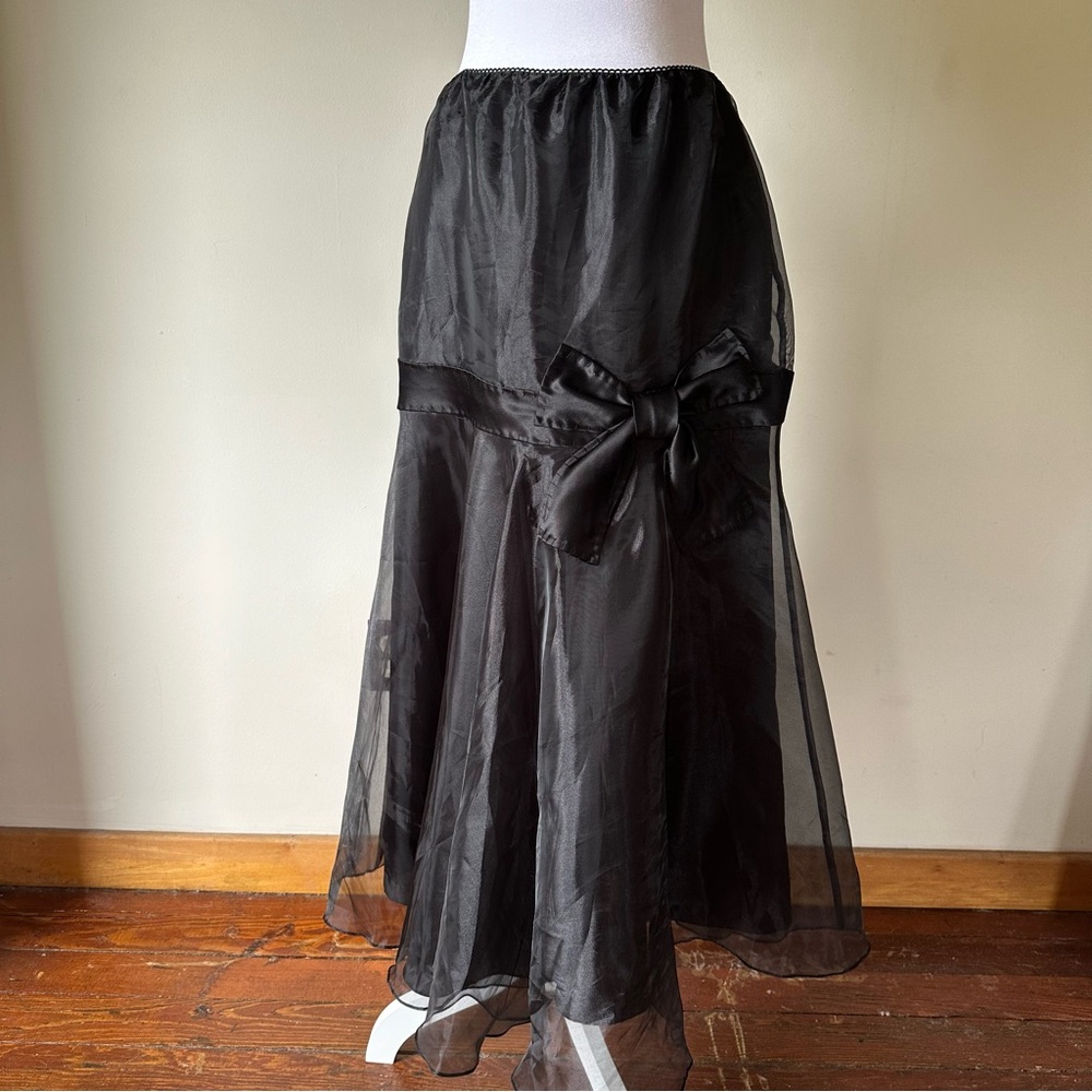 Vintage Victor Costa Black Organza Tulle Skirt NWT Bow Formal Evening